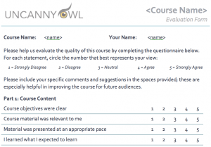 In-class evaluation form