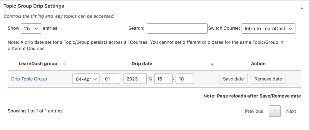 LearnDash drip topic by group