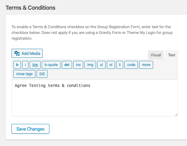 Terms and conditions setting