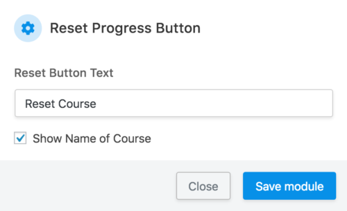 Reset Progress Button modul settings