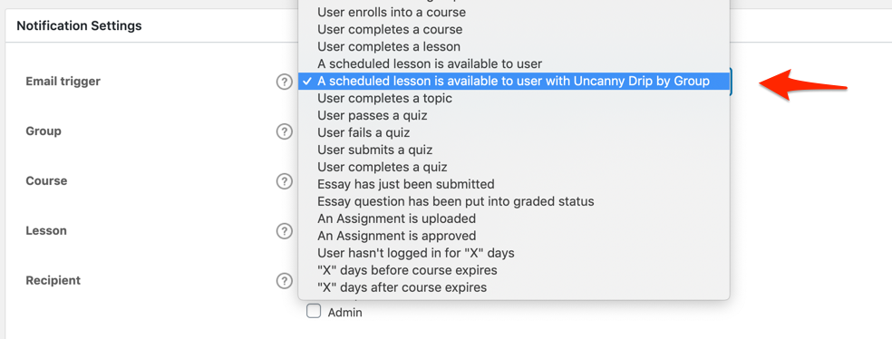 LearnDash Group Drip Lesson Notifications
