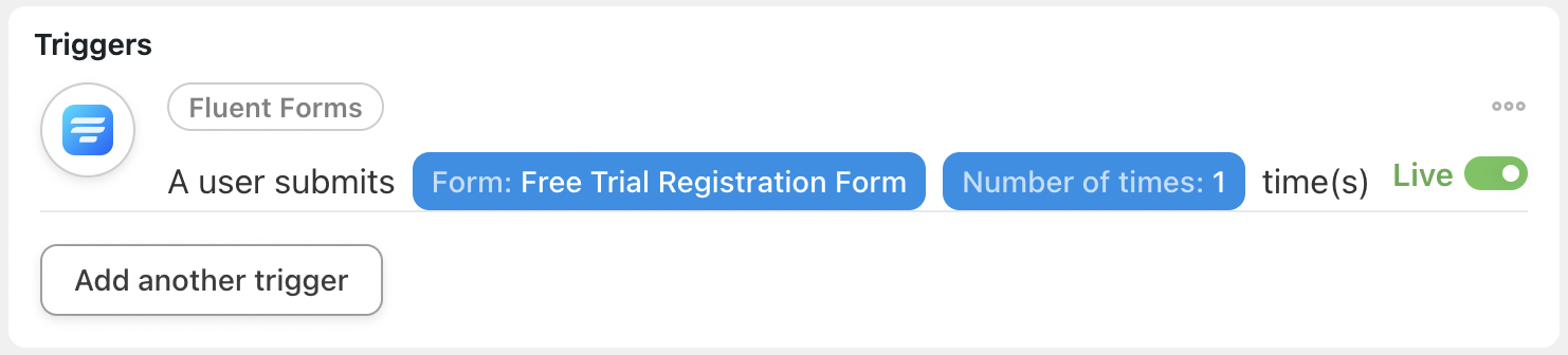 Automator Fluent Forms Trigger Live