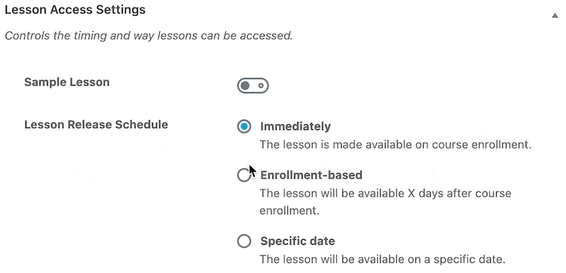 LearnDash Sample Lesson Setting