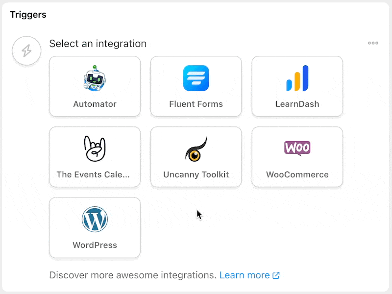 Automator The Events Calendar A user attends an event Trigger