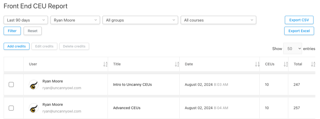 Uncanny CEUs enhanced report